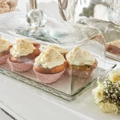 Glasglocke mit Platte Nelia